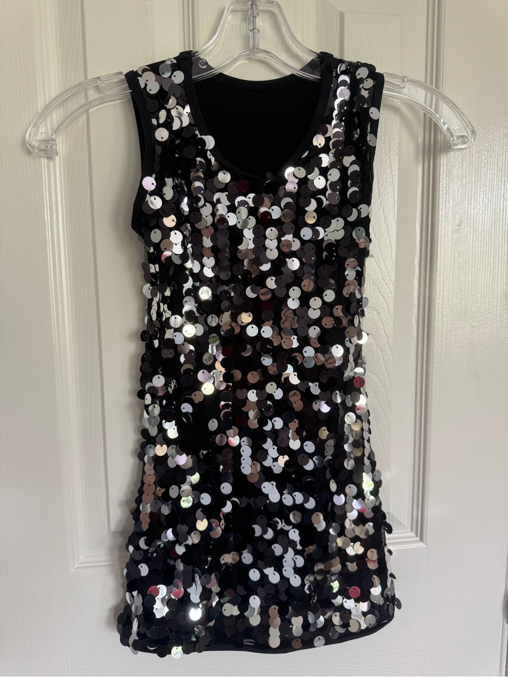 Black and Silver Sequin Tunic Dance Top